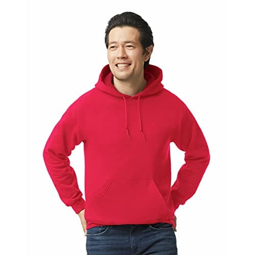 Image of Gildan mensG18500Heavy Blend Fleece Hooded Sweatshirt G18500 Long Sleeve Shirt - red - S