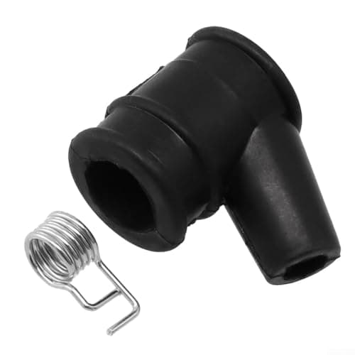 Image of Black Rubber Spark Cap Cover with Spring for 5mm HT, High Strength Ignition Boot Replacement for Mower and Blower Engines, 2x2x1cm