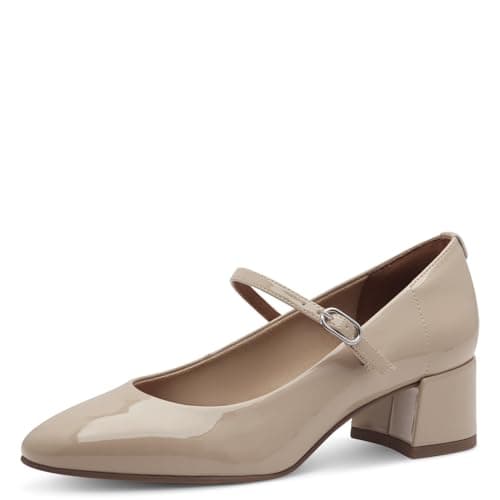 Image of Tamaris Women's Vegan Court Shoes, Beige, 5 UK