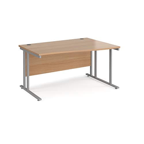 Image of Mr Office Maestro 25 right hand wave desk - silver cantilever leg, Beech, 1400