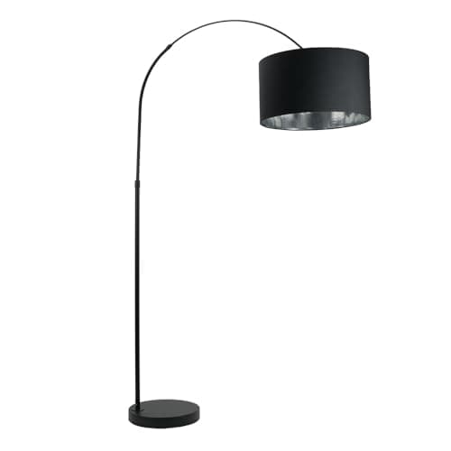 Image of ValueLights | Louis Black Arch Floor Lamp with Black & Chrome Inner Shade & Warm White Bulb | Floor Lamps, Home Décor & Improvement Essential