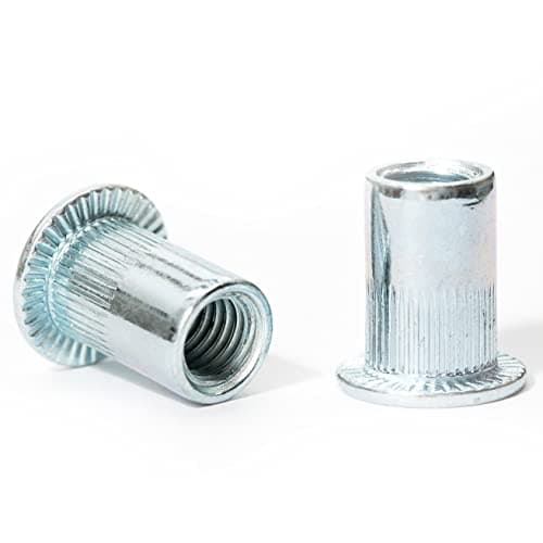 Image of M3 x 9mm Flat Head Open End Blind Rivet Nuts Cylindrical Grooved Shank Metric AN 315 Zinc Plated Steel Threaded Insert Nutsert Rivnuts (Pack of 20) G06C/1
