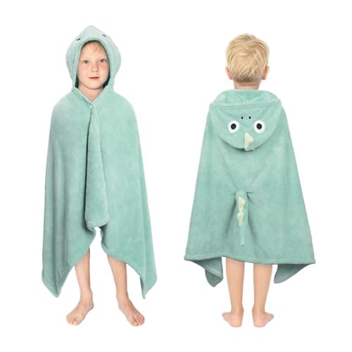 Image of Decalsweet Green Dinosaur Hooded Towel for Kids,Ultra Soft Children's Bath Towel,Large Thicker Poncho Towel for Toddlers Boys Girls