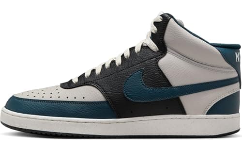 Image of NIKE Mens Court Vision Mid Next Nature Sneaker, Lt Iron Ore Armory Navy Phantom Black, 8 UK