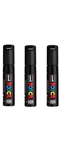 Image of Posca UNI-BALL MARKER PEN PC-8K - BLACK - PACK OF 3 PENS