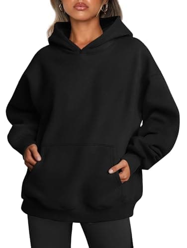 Image of Famulily Women's Plus Size Hoodies Long Sleeve Casual Thick Pullover Tops Loose Sweatshirt with Pocket Black M