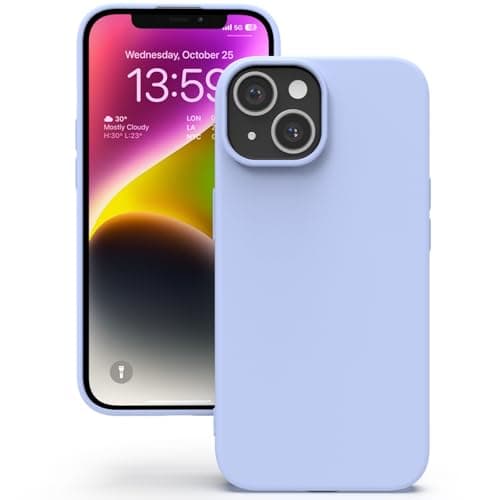 Image of YATWIN Silicone Case for iPhone 14, Soft-Touch, Shockproof, DustProof, Antiskid Full Body Armour Phone Cover for Apple iPhone 14 - Lilac
