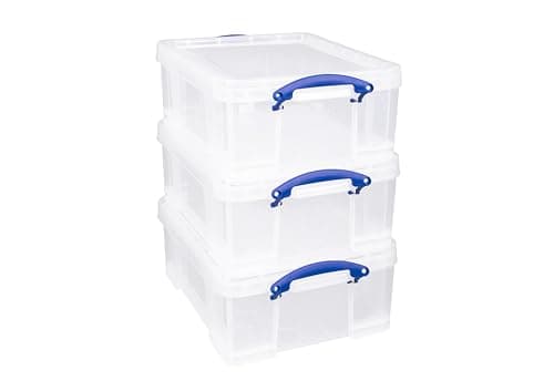 Image of Really Useful Plastic Storage Box 21L Clear Pack of 3