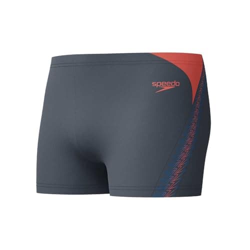 Image of Speedo Men's Hyperboom Splice Aquashort Swimming Trunks| Quick Drying | Training | Fitness | Chlorine Resistant Swimwear, Black/Neon Coral, 38