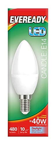 Image of 5X EVEREADY Opal Candle LED Bulb 6w SES E14 6500K Daylight 480lm