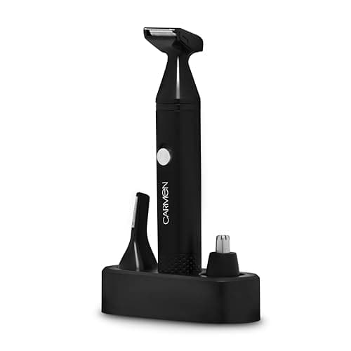 Image of Carmen Signature 3-in-1 Grooming Kit, Nose, Beard & Eyebrow Timer, Washable Heads, Battery Operated, Graphite and Silver, C81277