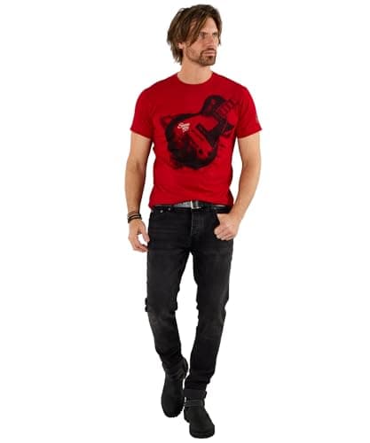 Image of Joe Browns Men's Guitar Watercolour Graphic Tee, Regular, Red, UK L