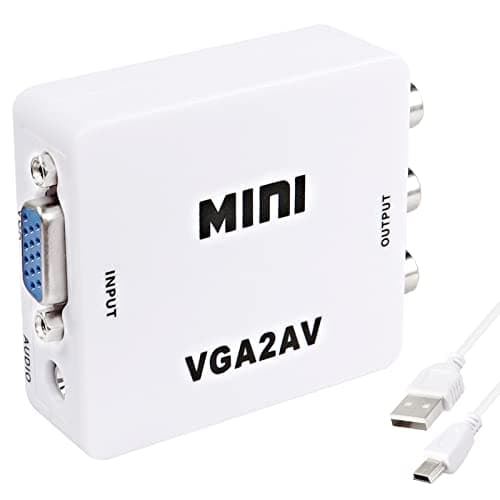 Image of XMSJSIY VGA to AV RCA Video Adapter VGA + 3.5mm to Composite RCA Audio Video Converter with USB Power Cable 1080P for VCD DVD Projector TV Set Top Box