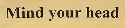 Image of Scan SCA6030 Self adhesive brass effect sign - Mind your head - 200 x 50mm,Black/Gold