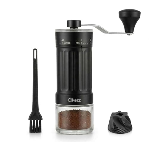 Image of Olkezz® External Adjustable Manual Coffee Grinder, with High Precision Ceramic Contemporary Conical Burr, 40-Grade Adjustable Settings, for Aeropress, Espresso, Pour Over, French Press, Moka pots.