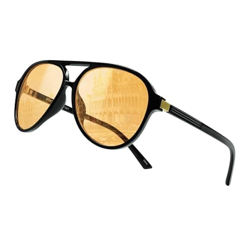 Image of 80Days Pilot Sunglasses – Classic Double Bridge, Sleek Metal Detail, UV400 Protection (BLK/Orange)