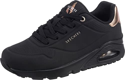 Image of Skechers Women's Uno Golden Air Trainers, Black Durabuck/Mesh Trim, 8 UK