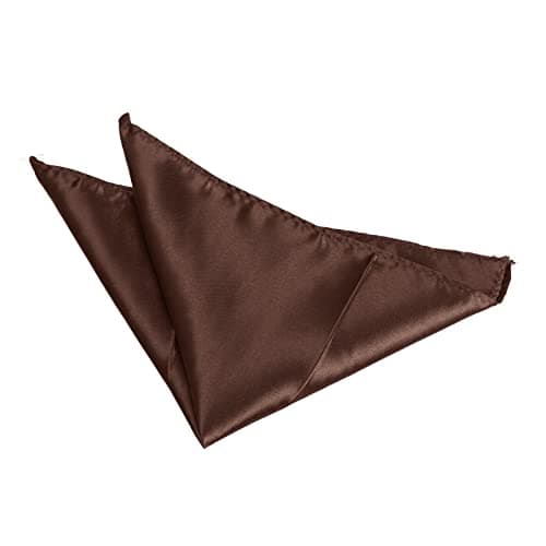 Image of Men's Pocket Square Satin Solid Colour Hanky Handkerchief - Choose Colours (Brown)