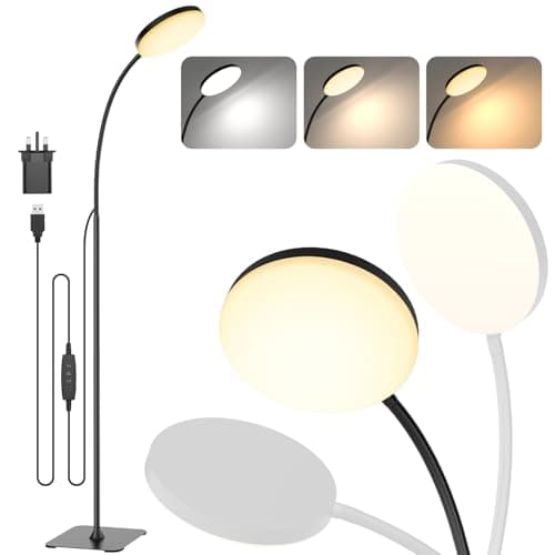 Image of Mojimdo LED Floor Lamp, 10W Reading Standing Lamps with 3 Color Temperature & 5 Brightness Levels, Dimmable Floor Lamp for Living Room, Bedroom, Office
