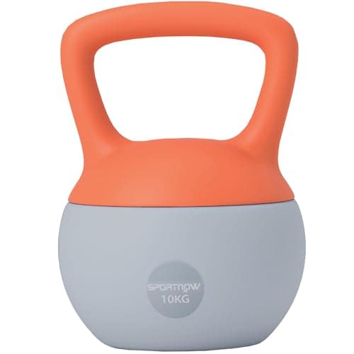 Image of SPORTNOW Soft Kettlebell, 10kg Kettle Bell with Non-Slip Handle for Home Gym Weight Lifting and Strength Training, Orange and Grey