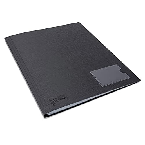 Image of Rapesco 1649 Germ-Savvy Antibacterial, Hardcover Polypropylene Presentation Folder 24 Pockets A4, Black