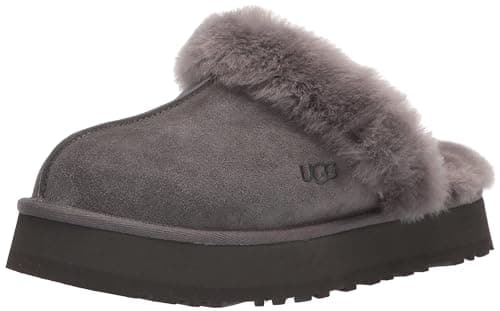 Image of UGG DISQUETTE Ladies Suede Mule Slippers Charcoal 5
