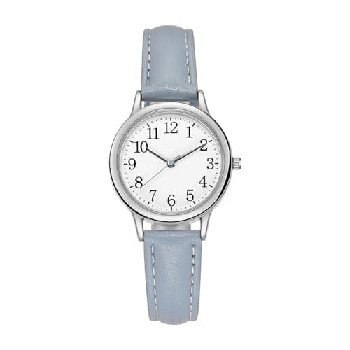 Image of Havenly 36mm Women's Elegant Watch - Minimalist White Dial Analog Quartz Ladies Timepiece with Adjustable Leather Strap - Everyday Fashion Accessory Blue