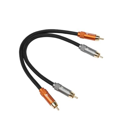 Image of Fosi Audio 2 RCA Audio Cable, 2 Male to 2 Male Stereo Audio Cable for AV Receivers, Amplifiers, Active Speakers or Subwoofers with Gold-Plated Plugs, 0.3 m, Black