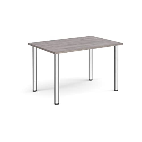 Image of Mr Office Rectangular radial leg meeting table - chrome legs, Grey oak, 1200