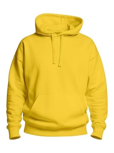 Image of Love My Fashions ® Mens Hoodie Pullover Hooded Sweatshirt Fleece Jumper Plain Hoodies For Men UK Yellow
