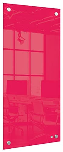 Image of Nobo Small Glass Whiteboard Panel, Dry Erase Surface, Frameless, Corner Wall Mounting, Home/Office, 300 x 600 mm, Includes Marker Pen, Red, 1915605