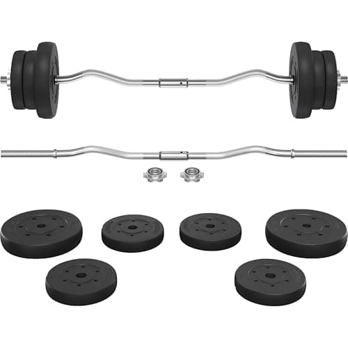 Image of Yaheetech Barbell Weight Set 25KG Heavy Strength Training Bars Set Adjustable Dumbbell Weight Bar Home Gym Weight Lifting Training