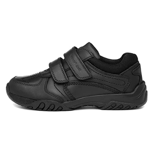 Image of Hush Puppies Jezza Boys Black Leather School Shoe - Size 3 UK - Black