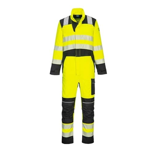 Image of Portwest FR507 PW3 Modaflame Work Hi Vis Multi Norm FR Coverall Flame Resistant Anti Static Arc Flash Welding Protection 9 Pockets Stretch Panels Breathable CE CAT III, Yellow/Black, M