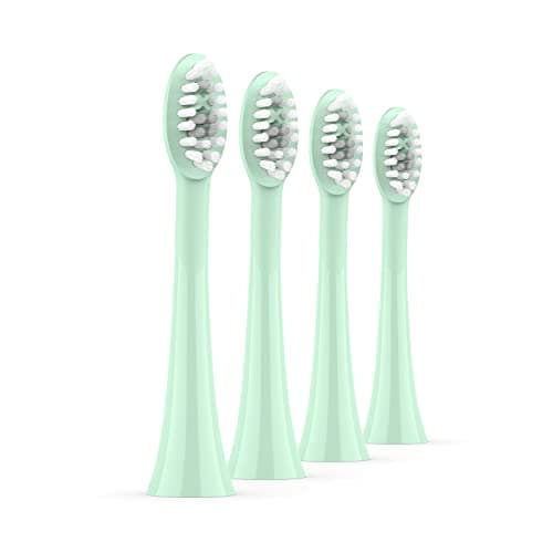 Image of Ordo Replacement Sonic Toothbrush Heads with Pulse Technology for Teeth Cleaning, Plaque Removal, Silicone Polishing, Deep Clean Bristles, Adults, Pack of 4, Mint Green