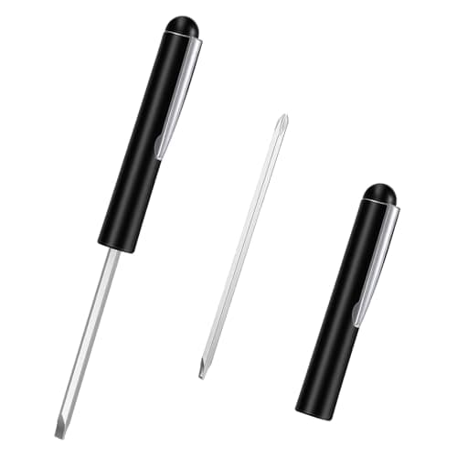 Image of Mini Pocket Screwdriver Set of 2 with Magnetic Slotted Tips Tiny Screwdriver Reversible Double Ended Screwdrivers - Phillips and Flat Head