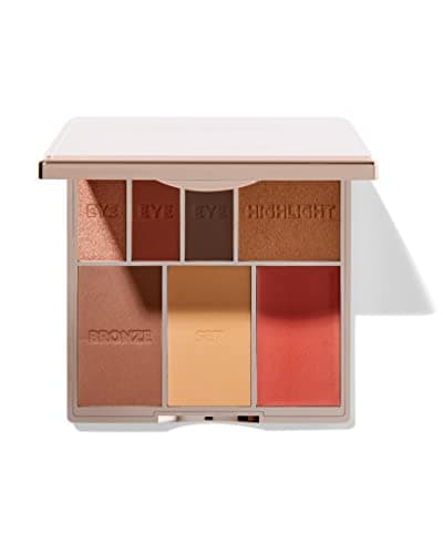 Image of Bare Basics Face & Eye Palette from Sculpted by Aimee (Rose) - Travel-Friendly, Nude Look Eyeshadow, Highlight, Bronzer, Blush & Setting Powder