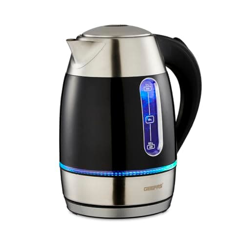 Image of GEEPAS Illuminating Electric Kettle | 1.7L Cordless Stainless Steel Jug Kettle | Rapid Boil for Hot Water Tea Coffee | Boil Dry Protection Auto Shut Off | Swivel Base with Auto Lid Open | 2200W