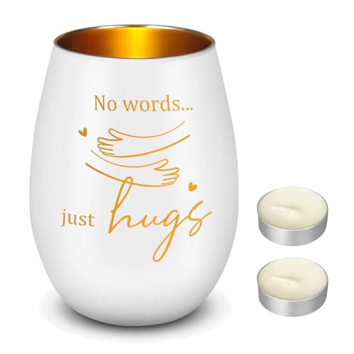 Image of BBTO Sympathy Gift Glass Tea Light Candle Holder No Words Thinking of You Just Hugs Bereavement Candle Holder for Loss of Loved Encourage Get Well Soon Grieving Support Gift for Loss of Mum Dad(White)