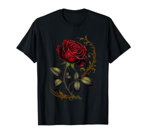Image of Deep Red Rose Black And Graphic for Men Women T-Shirt