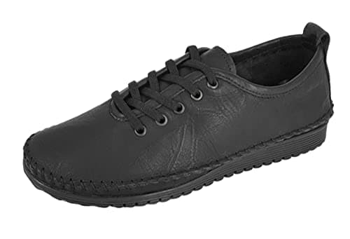 Image of Mod Comfys Womens Softie Leather Casual Shoes with Leather Comfort Insole and Rubber Sole Black 5 UK