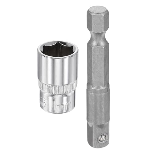 Image of sourcing map Deep 6-Point Impact Socket 1/4" Drive 11mm Metric Socket 25mm (1") Long with 1/4" Hex Shank Adapter, CR-V Steel Socket Adapter Accessory Tool Set Kit for Hex Bolts Nuts