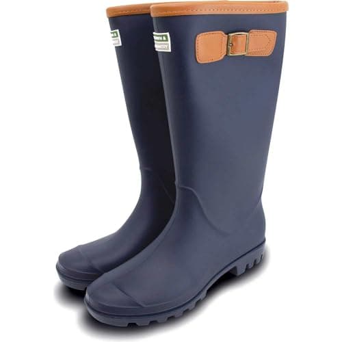 Image of Town and Country Burford Fleece Lined Wellington Boots Navy Size 7
