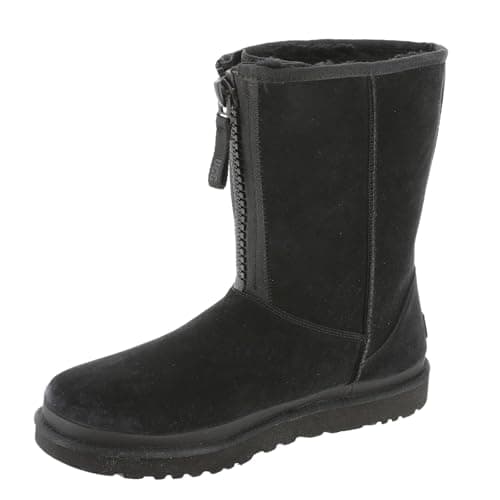 Image of UGG Women's Classic Short Zipper Tape Logo Boot, Black, 4 UK