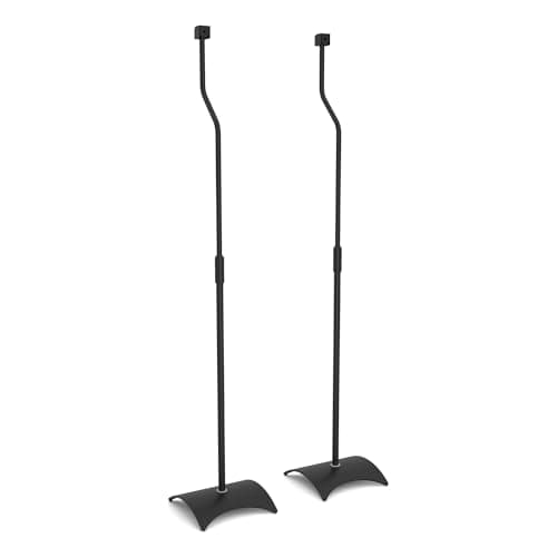 Image of AVF Surround Sound Speaker Stands - Pair Of Universal Speaker Stands - Slimline Black Design With Curved Metal Base - Compatible With Most Speaker Brands - Fixings & Instructions Included