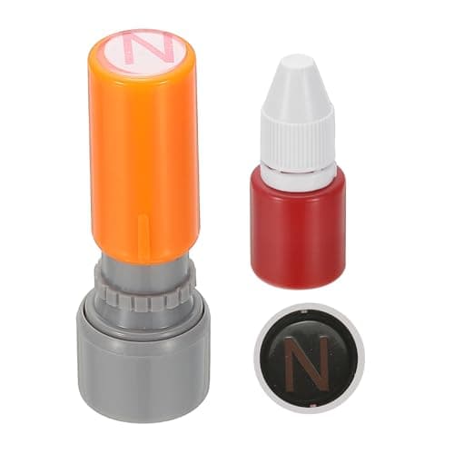 Image of PATIKIL Letter Stamps Self Inking, Character Alphabet N Teacher Initial Ink Stamp Red Ink for Class Notebook Scrapbooking DIY Craft, Orange