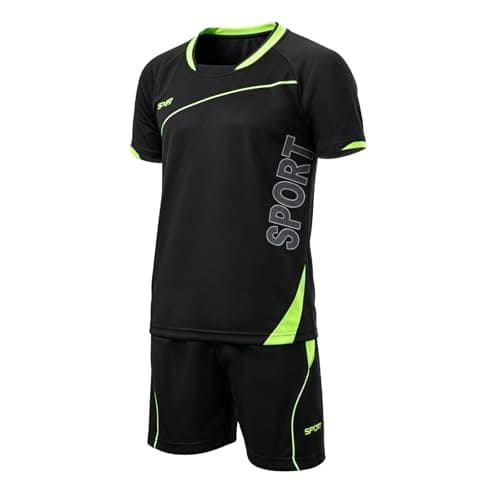 Image of BBXWANG Football Kits for Boys, Kids Football Kit Soccer Jersey Set Costume Kids, Training Shirts And Shorts Set, Gifts for Boys 4-13 Years (Black, 4-5 Years)