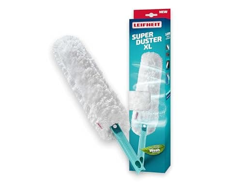 Image of Leifheit SUPERDUSTER XL, sustainable duster with microfibre fabric, washable and extendable thanks to the Leifheit Click System, wash don't trash