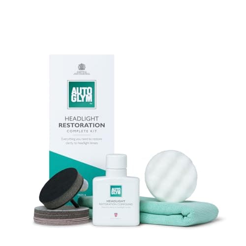 Image of Autoglym Headlight Restoration Complete Kit, Quickly Restore Cloudy And Discoloured Headlights, Designed For Use With An Electric Drill, Includes Sanding Discs, Restoring Compound And Microfibre Cloth