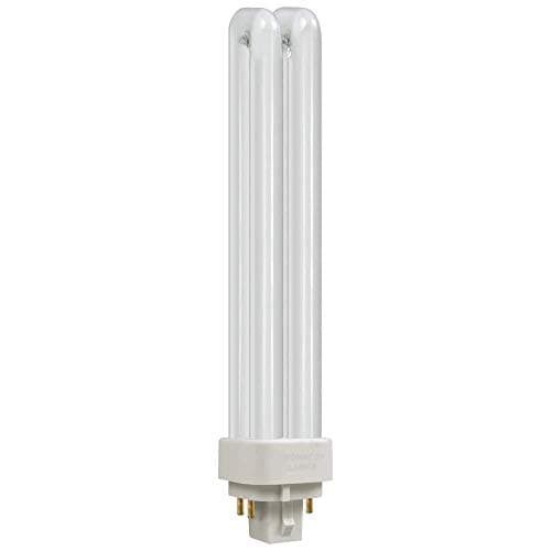 Image of Crompton Lamps CFL PLC-E 26W G24q-3 Dimmable Double Turn DE-Type 4000K Cool White Frosted 1716lm 4-Pin Energy Saving Push Fit Compact Fluorescent Opal Bright Light Bulb